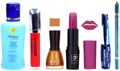 

Rythmx Remover, OTG Lipstick, Sindoor, Nail Polish,EyeLiner, Remover,Turqoise Blue Kajal, Makeup kit Combo 10040(Set of 6)