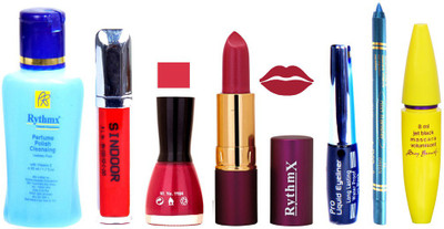 

Rythmx Lipstick ,Polish Remover, Sindoor, Nail Polish,EyeLiner,Turqoise Blue Kajal, Mascara, Makeup kit Combo 14038(Set of 7)