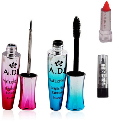 ADS Eyeliner / Mascara / Mini Lipstick / Kajal(Set of 4)