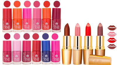 

Aroma Care Lot of 12-piece Surprise Nail Polish Set and Rythm Lipsticks Combo 106(Set of 16)