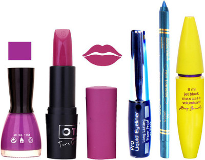 

Rythmx Lipstick, Nail Polish, Eyeliner,Turqoise Blue Kajal Makeup Combo Kit 1299(Set of 5)