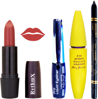 

Rythmx Solor Browny Shade Lipstick Bold Look Eyeliner Black kajal Magnum Beauty Maskara Kit 1095(Set of 4)