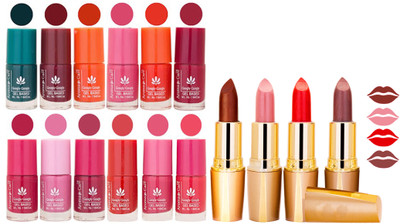 

Aroma Care Lot of 12-piece Surprise Nail Polish Set and Rythm Lipsticks Combo 98(Set of 16)