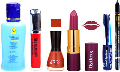 

Rythmx Lipstick ,Remover, Sindoor, Nail Polish,EyeLiner,Black Kajal, Makeup kit Combo 12088(Set of 6)