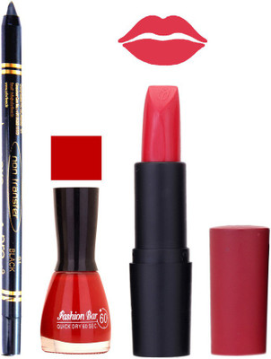 

Fashion Bar Nail Polish , OTG Lipstick , Black Kajal Combo 48(Set of 3)