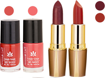 

Aroma Care Orange Nail Polish + Brown Lipstick Combo 2907201605(Set of 4)