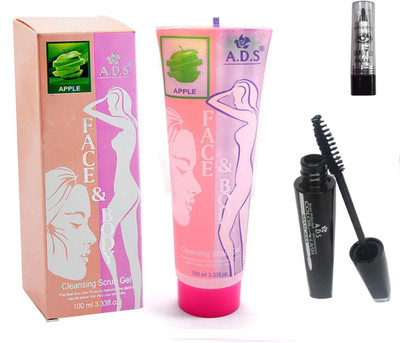 

ADS Cleansing Apple scrub gel / Kajal With Mascara(Set of 3)