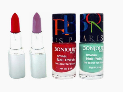 

Bonjour Paris Red Nail Polish + Lipstick Combo 1(Set of 4)