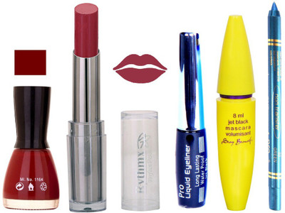 

Rythmx Lipstick, Nail Polish, Kajal, Eyeliner, Mascara, Sindoor, Nail Polish Remover Makeup kit Combo offer Pack of 7(Set of 7)