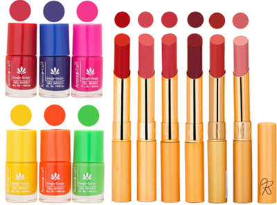 

Aroma Care Makeup Women Nail Polish and Exclusive Long Lasting Lipstick Set 52(Set of 12)