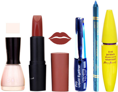 

Rythmx Lipstick, Nail Polish, Eyeliner,Turqoise Blue Kajal Makeup Combo Kit 1246(Set of 5)