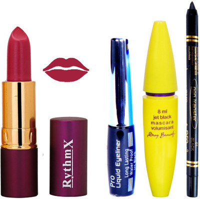 

Rythmx Lipstick ,Black Eyeliner,Kajal, Jet Mascara Makeup Combo Pack(Set of 4)