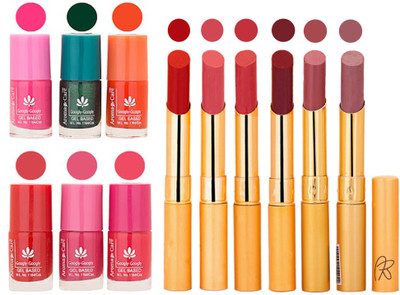 

Aroma Care Perfect Combo of Nail Polish and Rythm Lipstick Popular Shades in Wholesale Rate 2332017053(Set of 12)