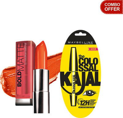 

Maybelline The Colossal Kajal with Bold Matte by Color Sensational Lip Color(Set of 2)