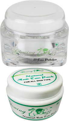 

Glowing Buzz Combo of Natural Anti Tan Pack for Face, Dark Under Arms and Hands and D-tan Polisher(Set of 2)