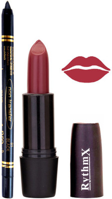 

Rythmx Mauve Lipstick And Pro Non Transfer Black Kajal 3894(Set of 2)