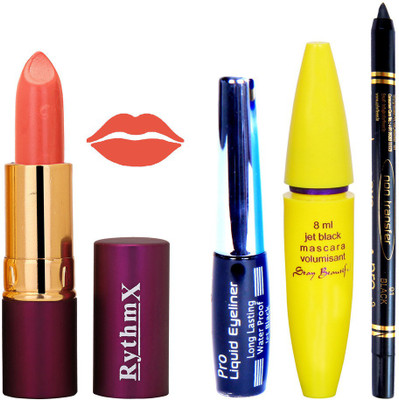 

Rythmx Lipstick ,Black Eyeliner,Kajal, Jet Mascara Makeup Combo Pack(Set of 4)