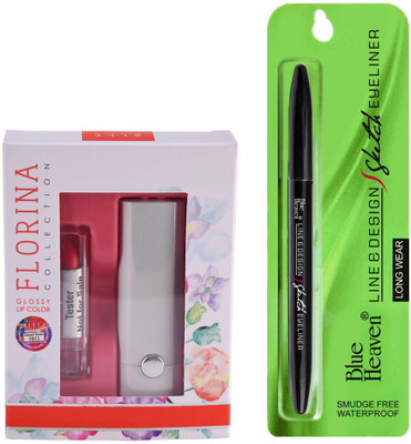 

Blue Heaven Florina Glossy Lipstick (Desert Rose) &Line Design Sketch Eyeliner(Set of 2)