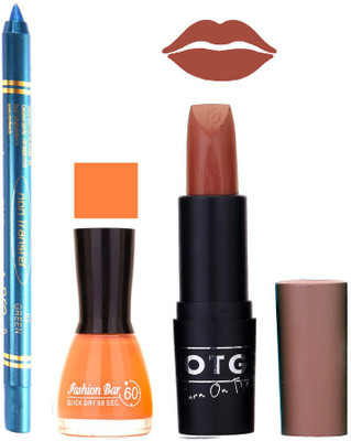 

Fashion Bar Nail Polish , otg Lipstick , Turquoise Blue Kajal Combo119(Set of 3)