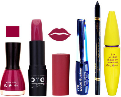 

Rythmx Lipstick, Nail Polish, Eyeliner,Black Kajal Makeup Combo Kit 1350(Set of 5)