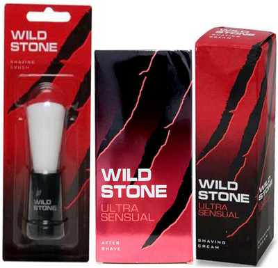 Wild Stone Shaving Brush Cream and After Shave(Set of 3)