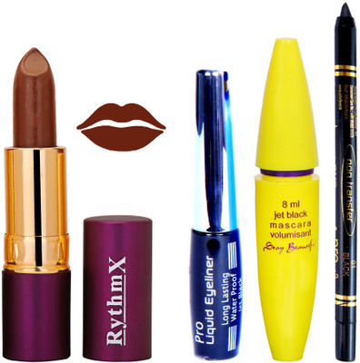

Rythmx Lipstick ,Black Eyeliner,Kajal, Jet Mascara Makeup Combo Pack(Set of 4)