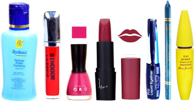 Rythmx Remover + OTG Lipstick And Nail Polish, Eyliner, Sindoor, Kajal, Mascara Makeup Combo(Set of 7)