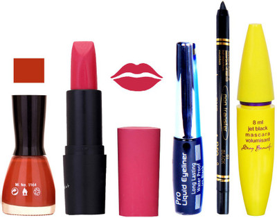 

Rythmx Lipstick, Nail Polish, Eyeliner,Black Kajal Makeup Combo Kit 1327(Set of 5)