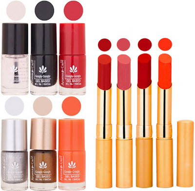 

Aroma Care Super Saver Pack : Quick Dry Nail Polish and Rythm Creamy Matte Long Lasting Lipstick Combo 11(Set of 10)