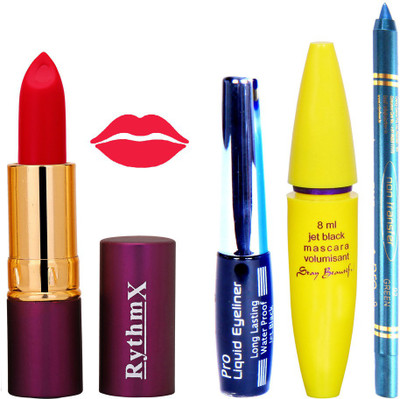 

Rythmx Lipstick ,Black Eyeliner,Kajal, Jet Mascara Makeup Combo Pack(Set of 4)