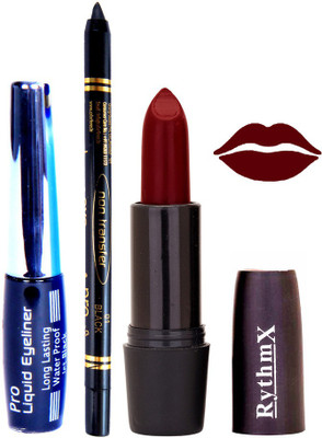 Rythmx Maroon Lipstick Eyeliner Kajal Combo Kit 780102(Set of 3)