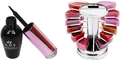 

ADS Waterproof Eyeliner with Lipgloss Palette(Set of 2)