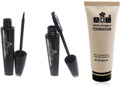 

ADS Waterproof Eyeliner / Mascara / White Invisible Foundation(Set of 3)