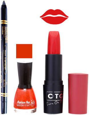 

Fashion Bar Nail Polish , OTG Lipstick , Black Kajal Combo 81(Set of 3)