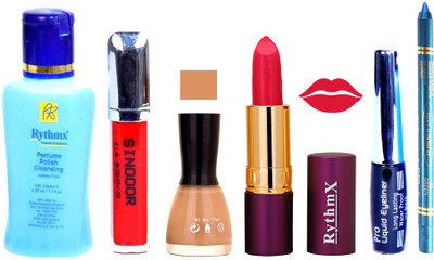 

Rythmx Lipstick ,Remover, Sindoor, Nail Polish,EyeLiner,Turqoise Blue Kajal, Makeup kit Combo 12061(Set of 6)