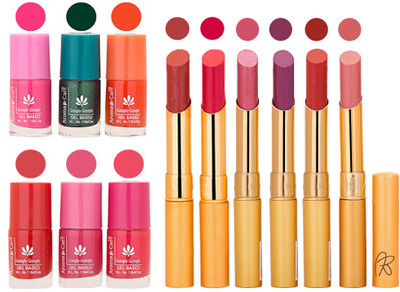 

Aroma Care Perfect Combo of Nail Polish and Rythm Lipstick Popular Shades in Wholesale Rate 2332017153(Set of 12)