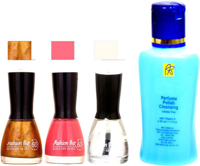 

Fashion Bar stengthening Nail Polish Remover And Glitter,Pink,Top Shades Nail Polish 52424(Set of 4)