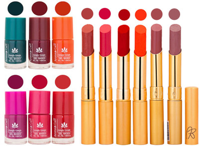 

Aroma Care Famous Combo of Nail Polish with Rythm Long Lasting Lipstick Sets 183201849(Set of 12)