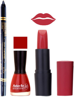 

Fashion Bar Nail Polish , OTG Lipstick , Black Kajal Combo 60(Set of 3)