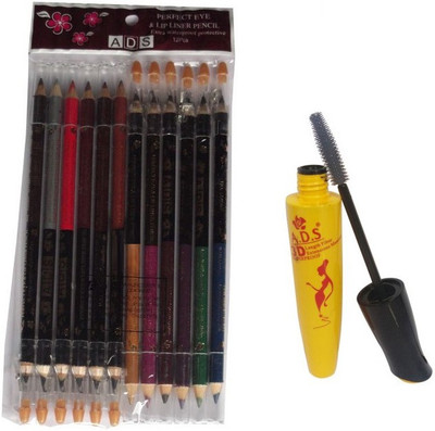 

ADS Perfect Eye And Lip Liner Pencil (12 Piece) With Mascara(Set of 13)
