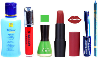 

Rythmx Remover, OTG Lipstick, Sindoor, Nail Polish,EyeLiner, Remover,Turqoise Blue Kajal, Makeup kit Combo 10056(Set of 6)