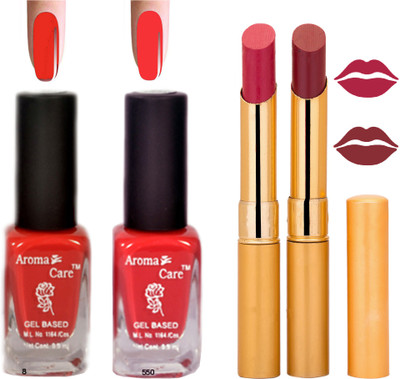 

Aroma Care Black Cap Nail Polish RHYTHM Red Lipstick Combo 010(Set of 4)