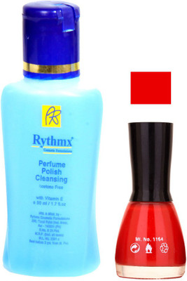 

Rythmx Glowing Bloody Red Shades Nail Polish With Extra Strenth Polish remover 48044(Set of 2)