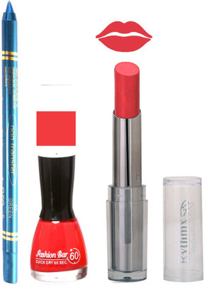 

Rythmx Lipstick , Nail Polish And Turquoise Blue Kajal Makeup Combo 1120(Set of 3)