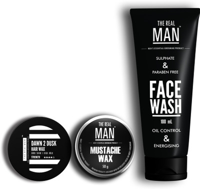 

The Real Man Dawn 2 Dusk Hair Wax (50g), Oil Control and Energising Face Wash (100ml) & Mustache Wax (50g)(Set of 3)