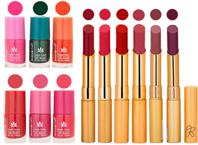 

Aroma Care Perfect Combo of Nail Polish and Rythm Lipstick Popular Shades in Wholesale Rate 2332017021(Set of 12)