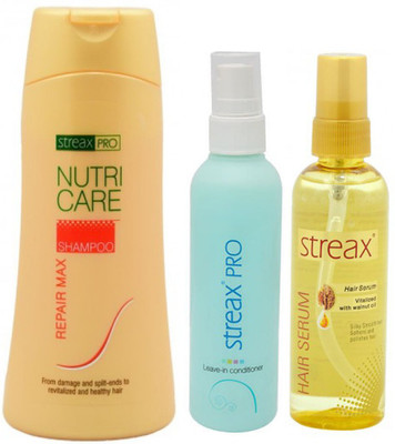 

Streax Repairmax shampoo leave in conditioner hair serum(Set of 3)