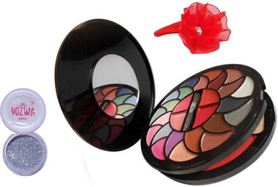 Vozwa Vozwa Silver Glitter powder and Makeup Kit(Set of 2)