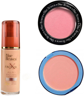 

Blue Heaven X Factor Foundation (Blush), Silk On Face Compact (Pink) & Diamond Blush on 504(Set of 3)