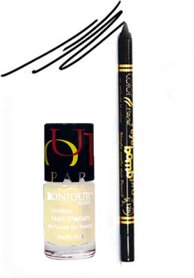 

Bonjour Paris Color Fever 915 Black Pro Kajal+White Nail Polish(Set of 2)
